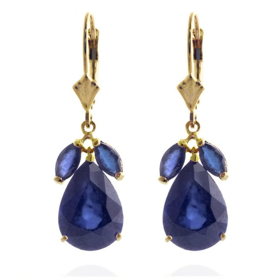 Galaxy Gold 14k Solid Gold Leverback Earrings with Genuine Sapphires