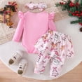 thumbnail image 6 of CAICJ98 Baby Girl Christmas Outfit Newborn Dress Ruffle Long Sleeve Romper+Tutu Skirt Pants+Headband 3Pcs Set Winter Clothes,Size 12-18 Months, 6 of 8