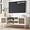 White for 75" Tv, variant on Modern Entertainment Center for TVs up to 75 inches, Boho TV Console with Storage Cabinet and Open Shelf, Large TV Stand for Living Room, White