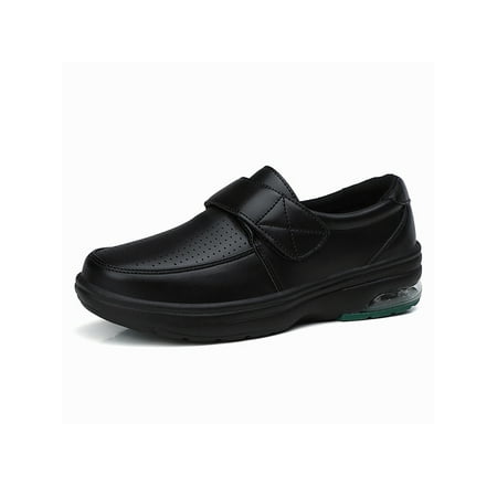 

Lacyhop Women Flats Non-Slip Sneakers Hook And Loop Casual Shoe Running Cushioned Walking Shoes Lightweight Comfort Black 7