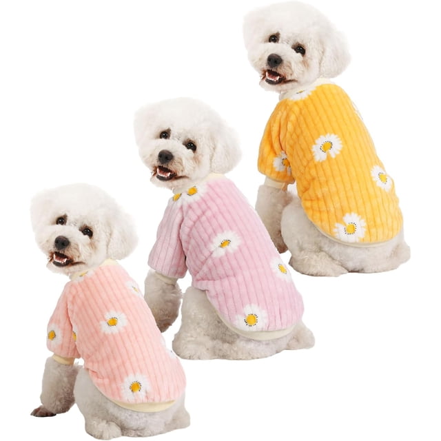 MOIRIG Suéter para perro, suéteres para perros pequeños, paquete de 3 ropa cálida y suave para mascotas para cachorros, gatos medianos y grandes, perros niña o niño, camisa para perro para invierno Na