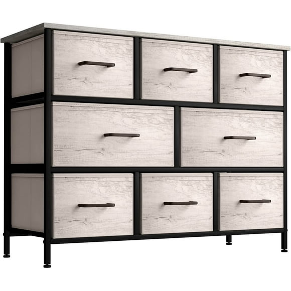 Sorbus Dresser with 8 Fabric Drawers – Wide Storage Chest, Collapsible & Portable TV Stand – Organizing for Bedroom & Living Room, Greige