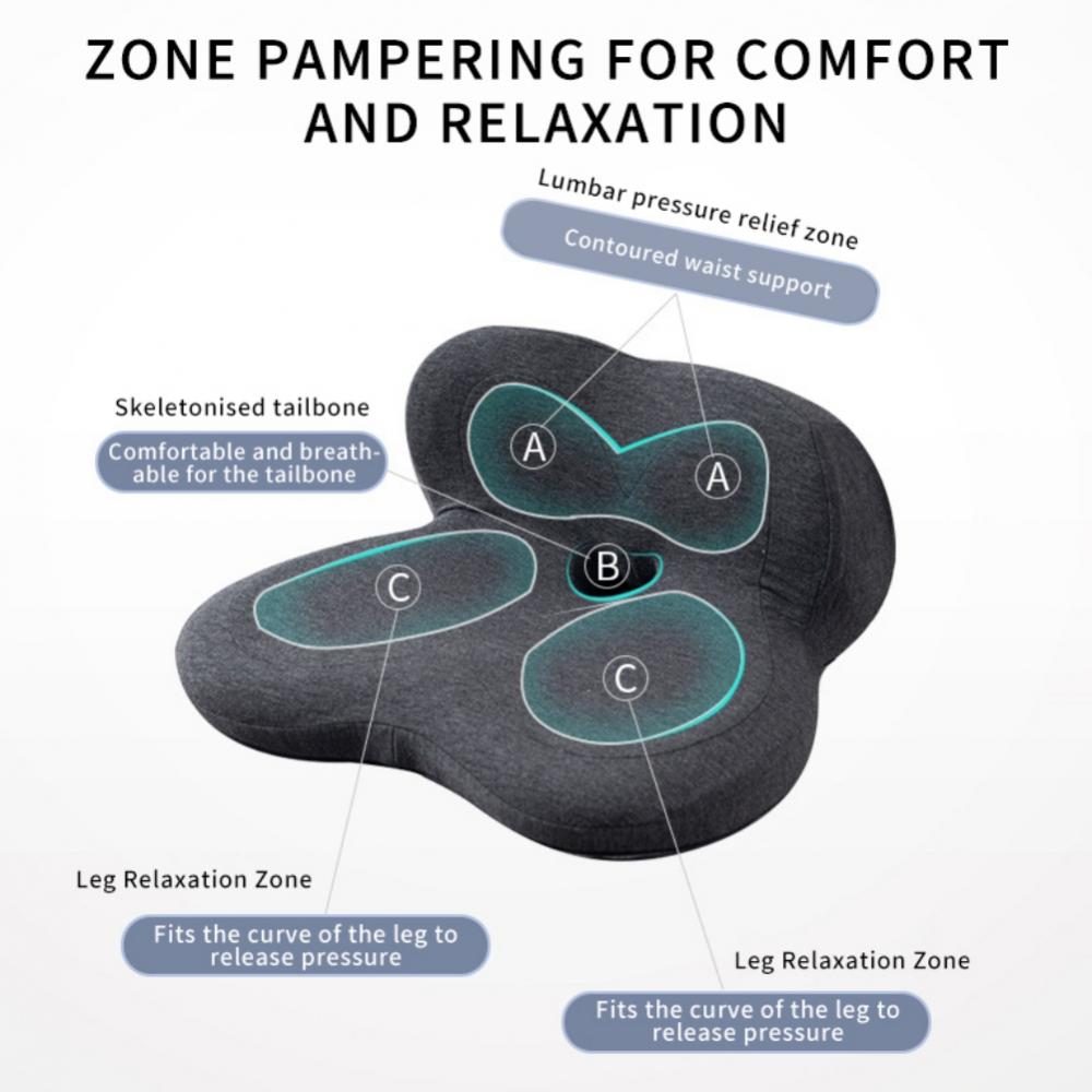 Seat Cushion & Lumbar Support Pillow for Office Chair, Car, Wheelchair Memory Foam Chair Cushion for Sciatica, Lower Back & Tailbone Pain Relief Desk Pad - image 5 of 7