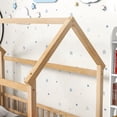 thumbnail image 5 of Twin Size Floor Bed Frame with Roof and Fence Guardrails, Wooden House Platform Bed with Door Design for Grils Boys, Playhouse Canopy Bed, Can be Decorated, No Box Spring Needed, Natural, 5 of 7