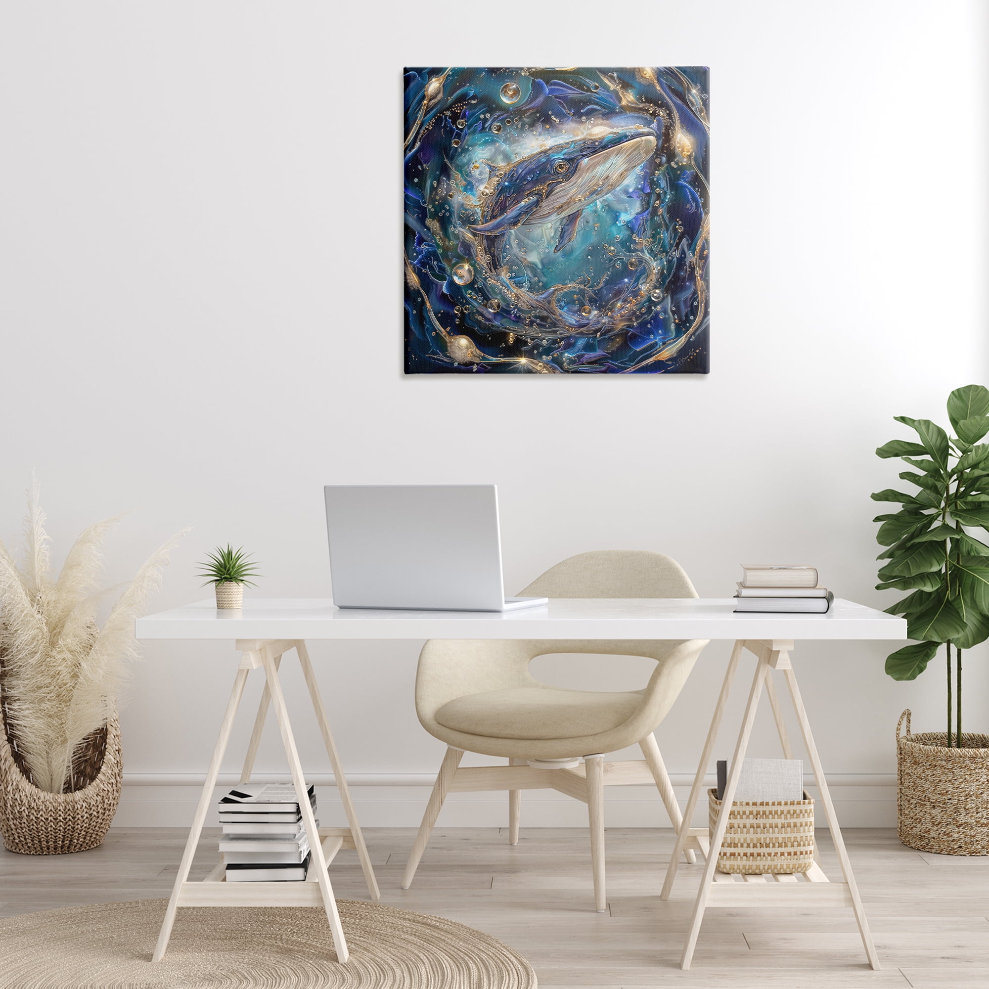 Stupell Industries Echoes Of Abyss Whale Animals & Insects Painting Gallery Wrapped Canvas Art Print Wall Art, 30 x 30