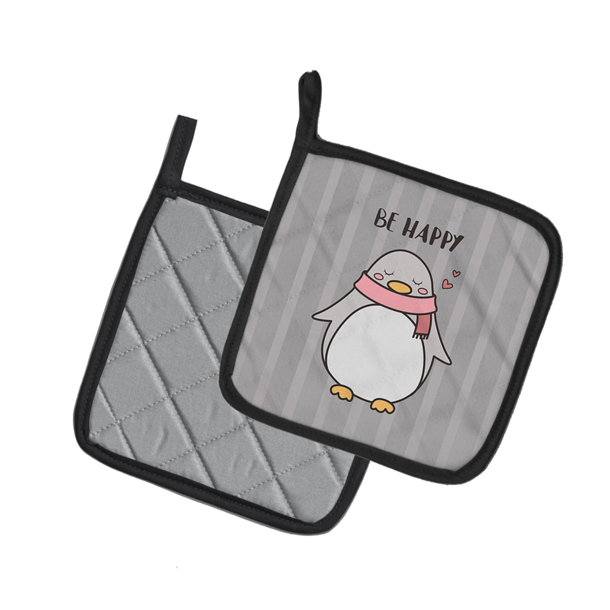 Caroline's Treasures Nursery Be Happy Penquin Pair of Pot Holders