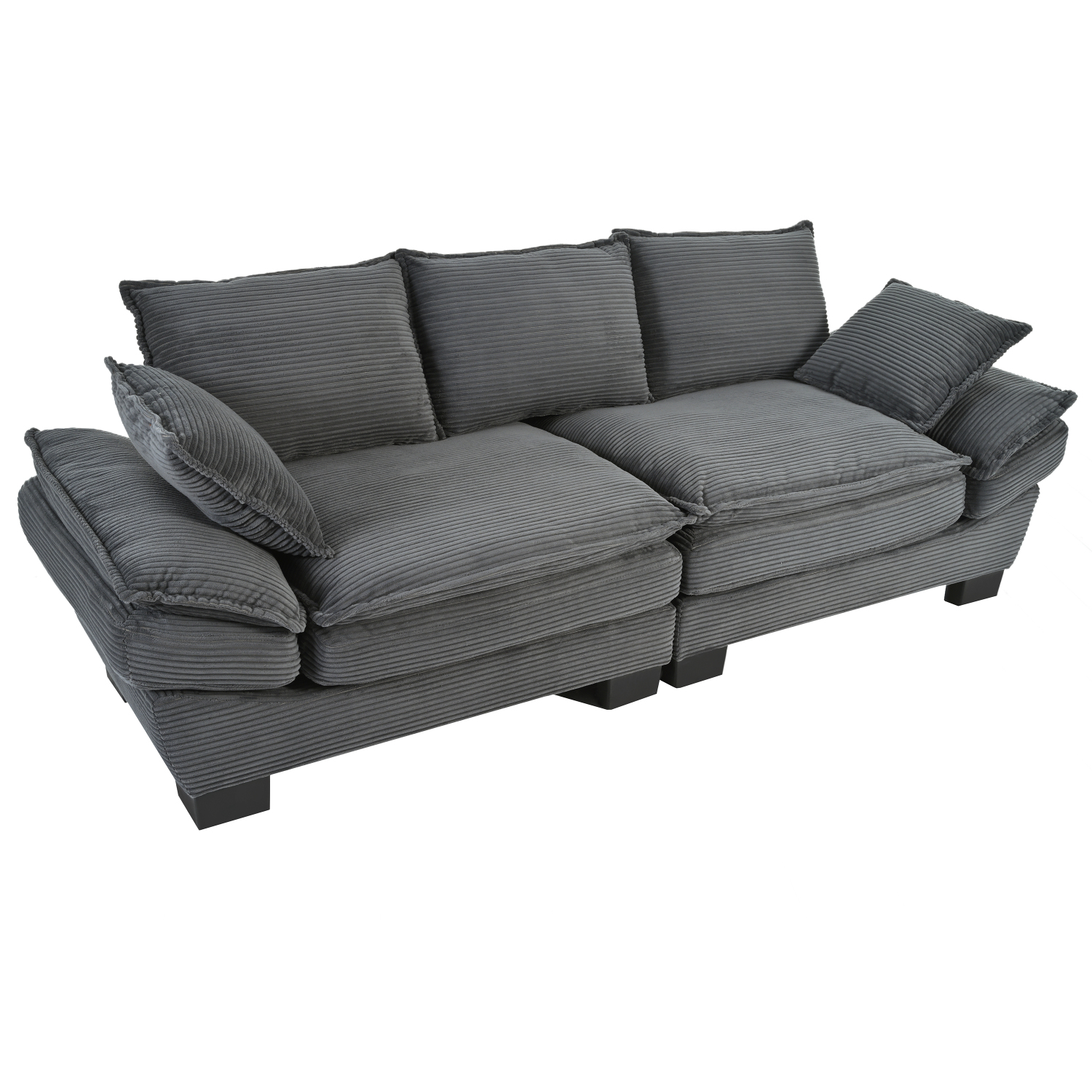 Harper & Bright Designs Corduroy Loveseat Couch for Small Spaces, Modern 2 Seater Curved Sofa with 2 Decorative Throw Pillows for Living Room Apartment, Gray