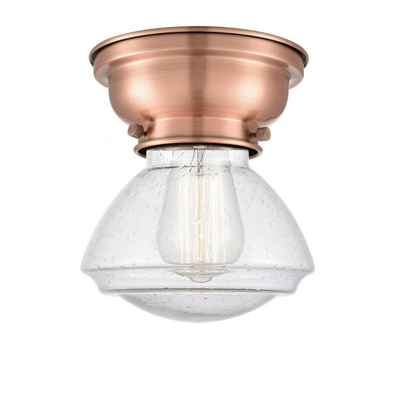 Innovations 623-1F-AC-G324 Olean 1 Light 7 inch Flush Mount, Antique Copper