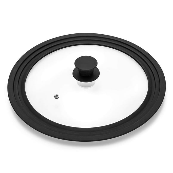 Tapa universal ELKKNOVE de vidrio templado con borde de silicona negra