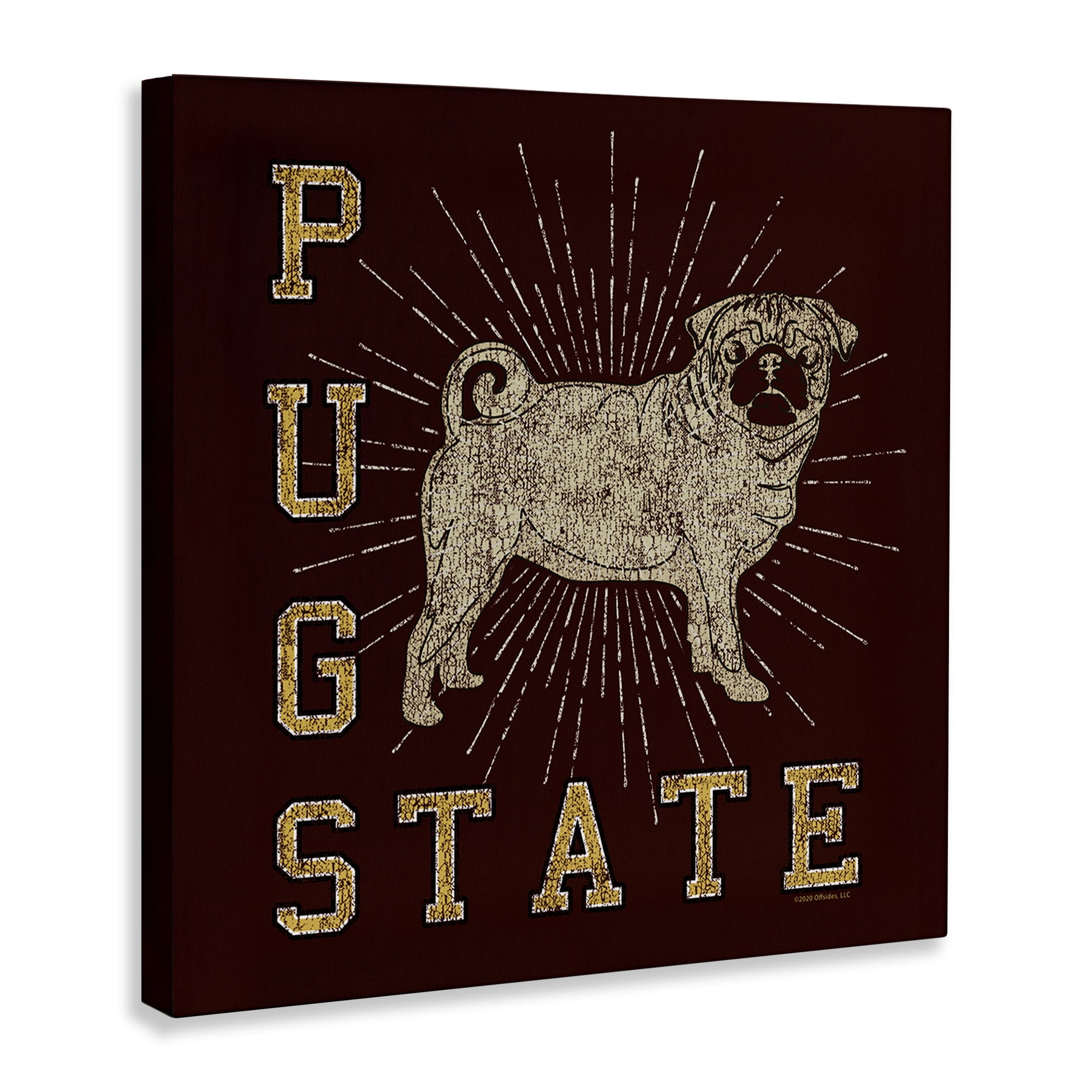 Stupell Industries Varsity Pug State Novelty & Humor Painting Wrapped Canvas Art Print Wall Art, 30 x 30