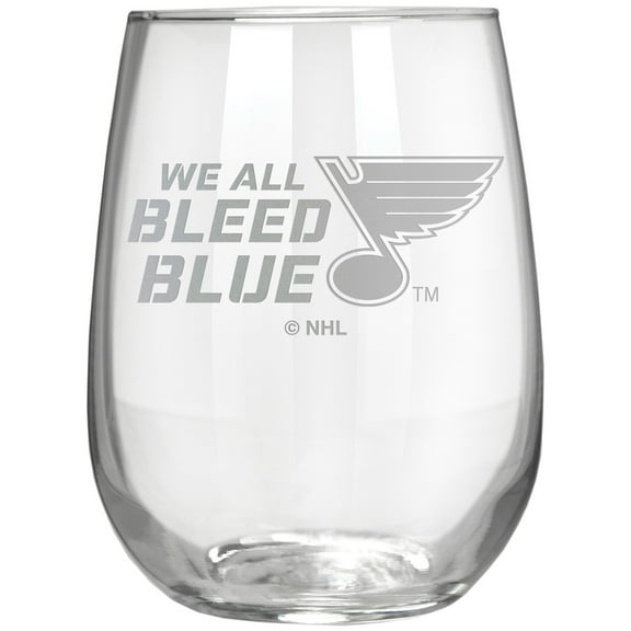 St. Louis Blues Etched 17oz. Rally Cry Stemless Wine Glass