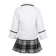 thumbnail image 2 of XUNZOO Big Girls Girls British Winter School Uniform Long Sleeves Shirt Blazer Suit with Mini Skirt White 110, 2 of 5