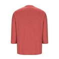 thumbnail image 6 of Women's 3/4 Length Sleeve Tops Oversized Crewneck Shirts with 2 Pockets Loose Fit Casual Blouses Solid Color Trendy Shirts Fashion Tees Spring Summer Outfits 2026 Pink XL, 6 of 6