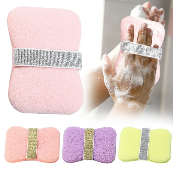 Deep Cleansing Bath Tool Light Pink, Soap Sponge Exfoliating Body & Shower Sponge with Soap Pocket & Hand Strap Deep Cleansing Tool Gentle Dead Skin Remover for Men & Women, a Deep Cleansing Bath Tool