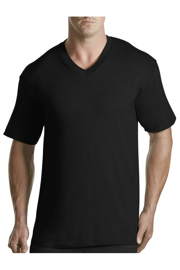 by DXL Big and Tall Men's V-Neck T-Shirt, Black, 4XL-TALL, Pack of 3