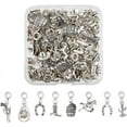 thumbnail image 2 of 1box 10 sets 50pcs Teachers' Day Charm Large Hole Dnagle Charm Notebook Glasses Book Antique Silver for Thanksgiving Day Teachers' Day Gift Hole: 4mm, 2 of 9
