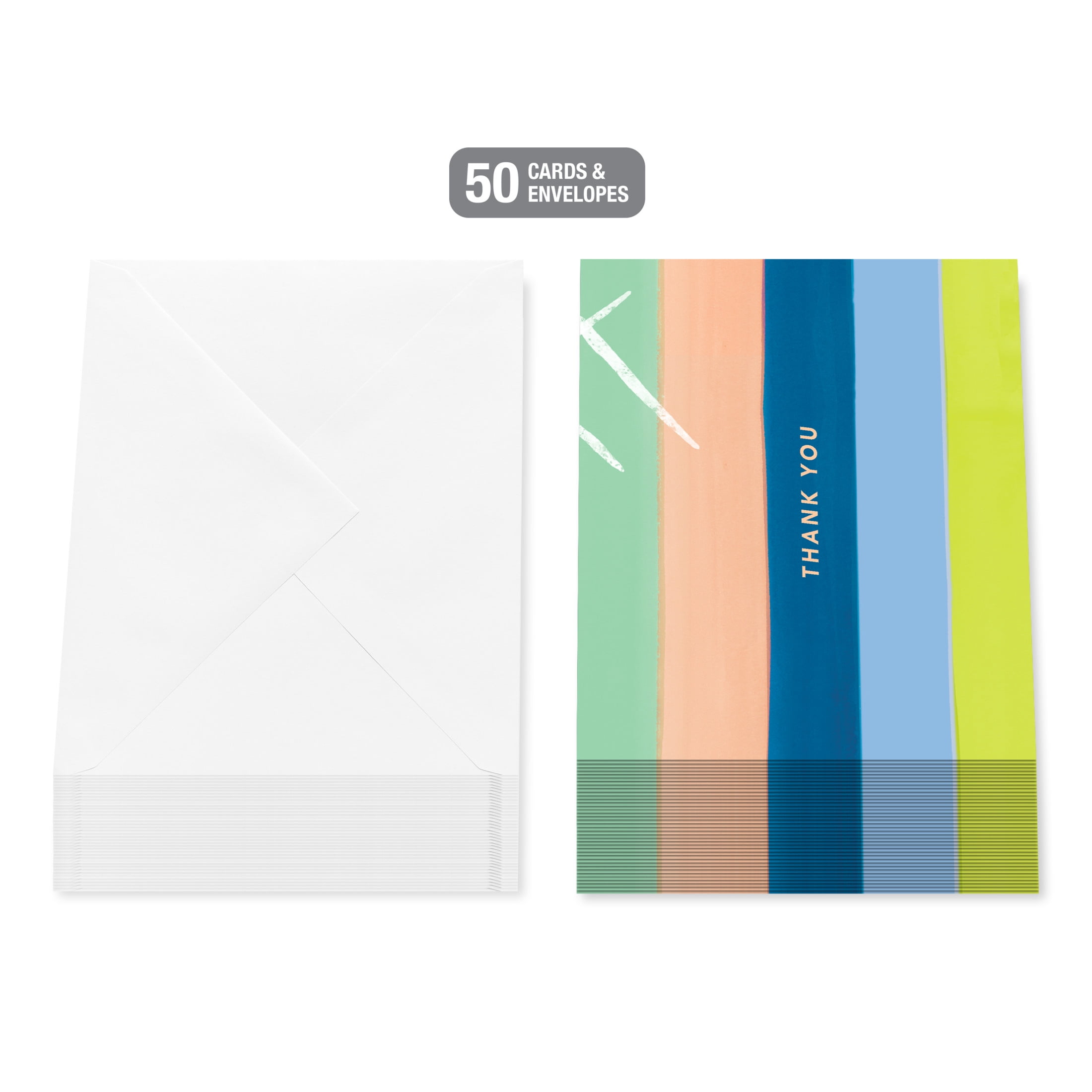 American Greetings Thank You Card Stationery Notes, Stripes (50-Count)