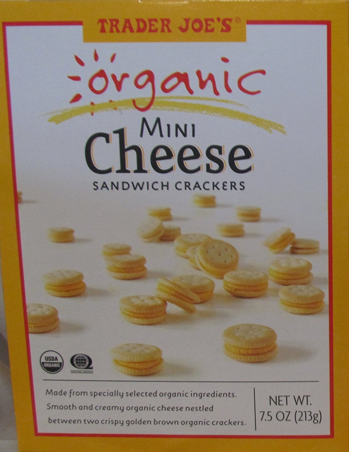 Trader Joes Organic Mini Cheese Sandwich Crackers, 7.5 Ounce (2 Pack