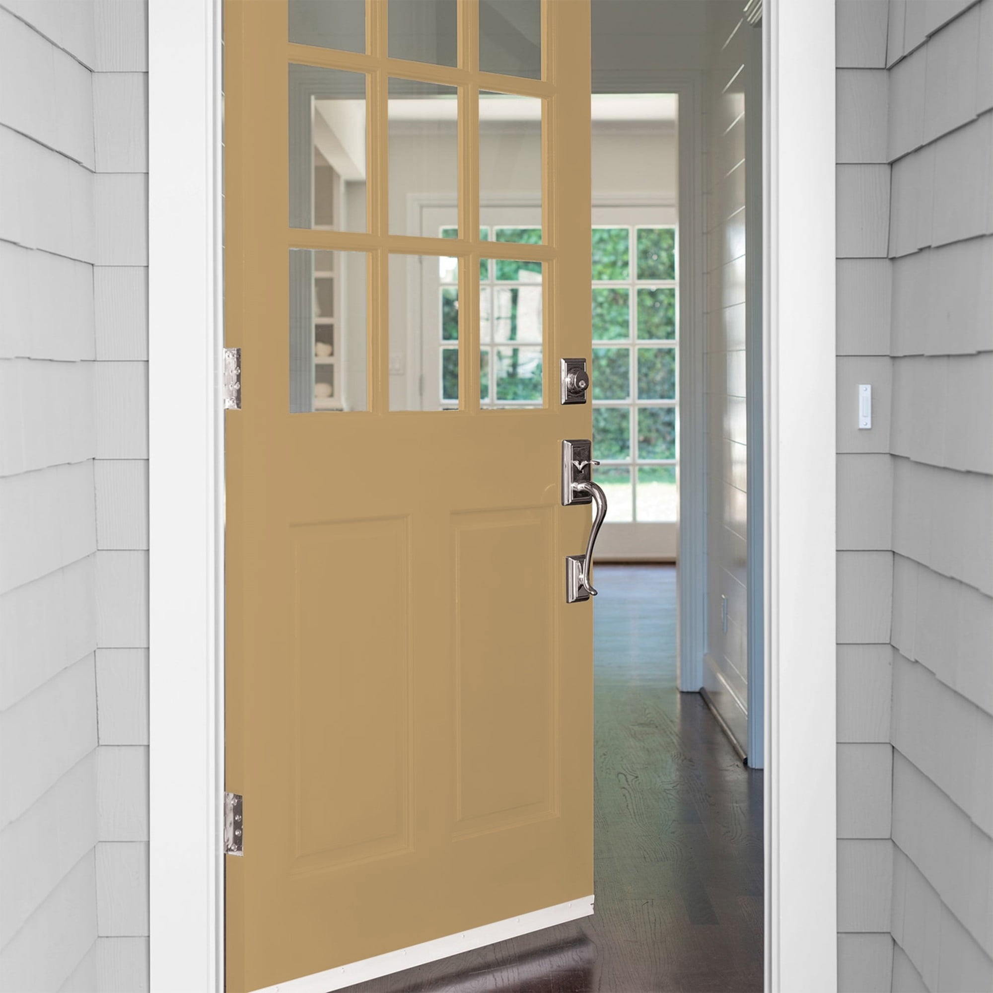 Glidden One Coat Golden Granola / Beige Satin Exterior Paint with Primer, 5 Gallon