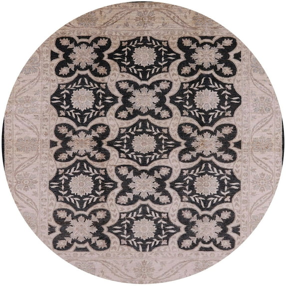 Ahgly Company Machine Washable Indoor Round Industrial Modern Rose Pink Area Rugs, 8' Round