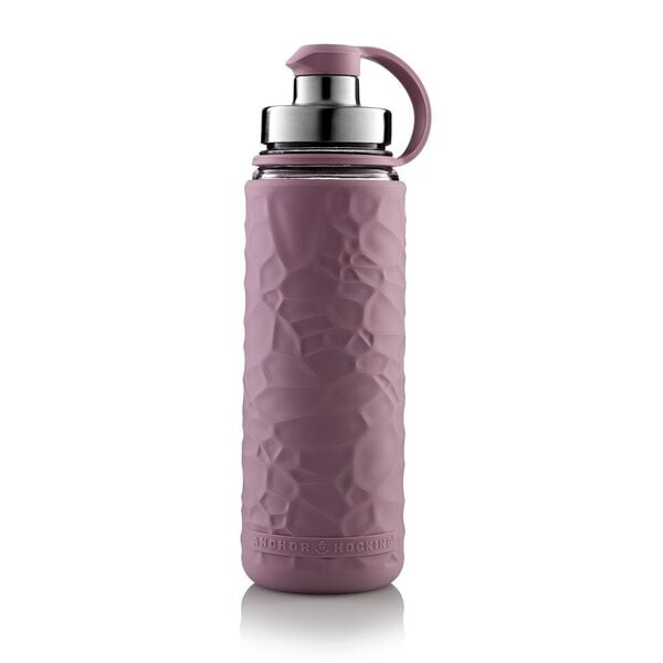 Anchor Hocking Life Durable Glass Hydration Water Bottle Mauve