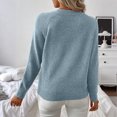 thumbnail image 5 of Wutalume Women's Casual Fashion Long Sleeve Solid Color Asymmetrical Button Down Knit Sweater Top, Unique Hem Design, Modern Pullover for Stylish Looks,Blue S, 5 of 7
