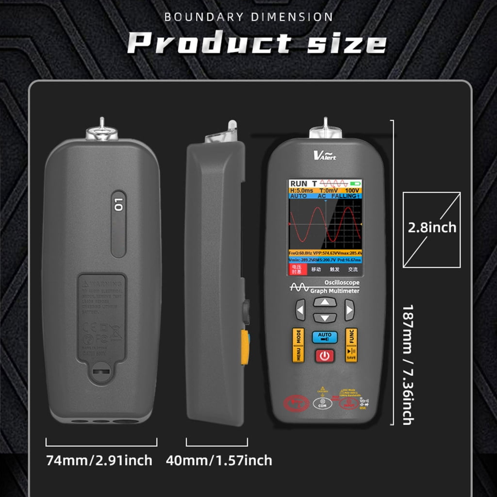 Small Digital Storage Oscilloscope & Auto Ranging Multimeter with Flexible Current Clamps 64K Record Length