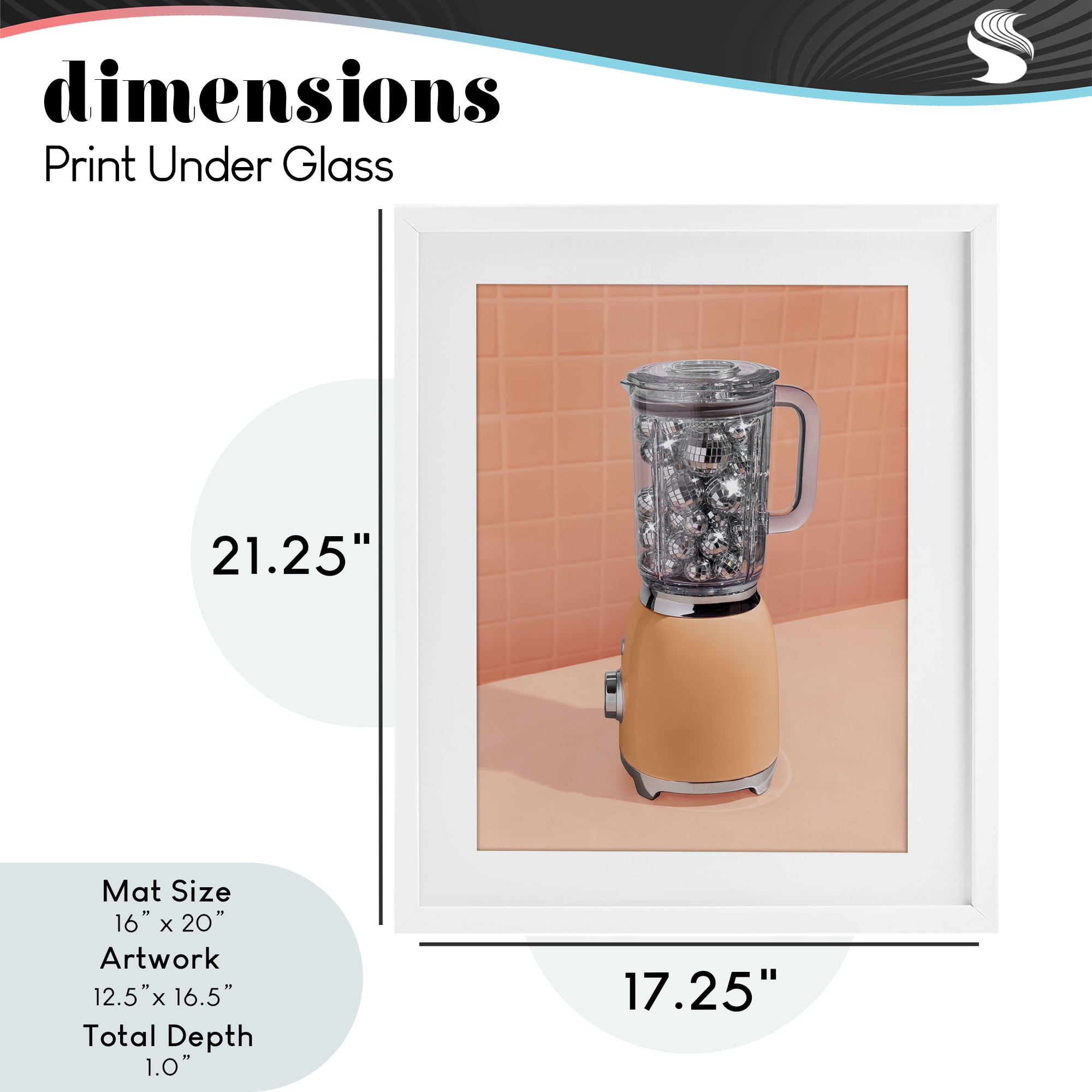 Orange Retro Disco Blender White Framed Print Under Glass, design by LISH Creative