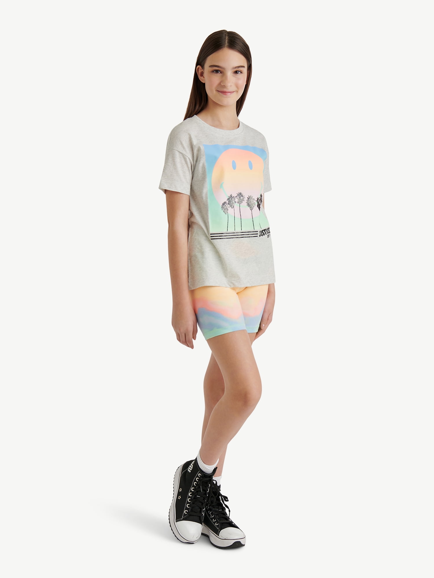 Justice Girls Oversized Tee & Bike Short Set, Sizes XS - XLP