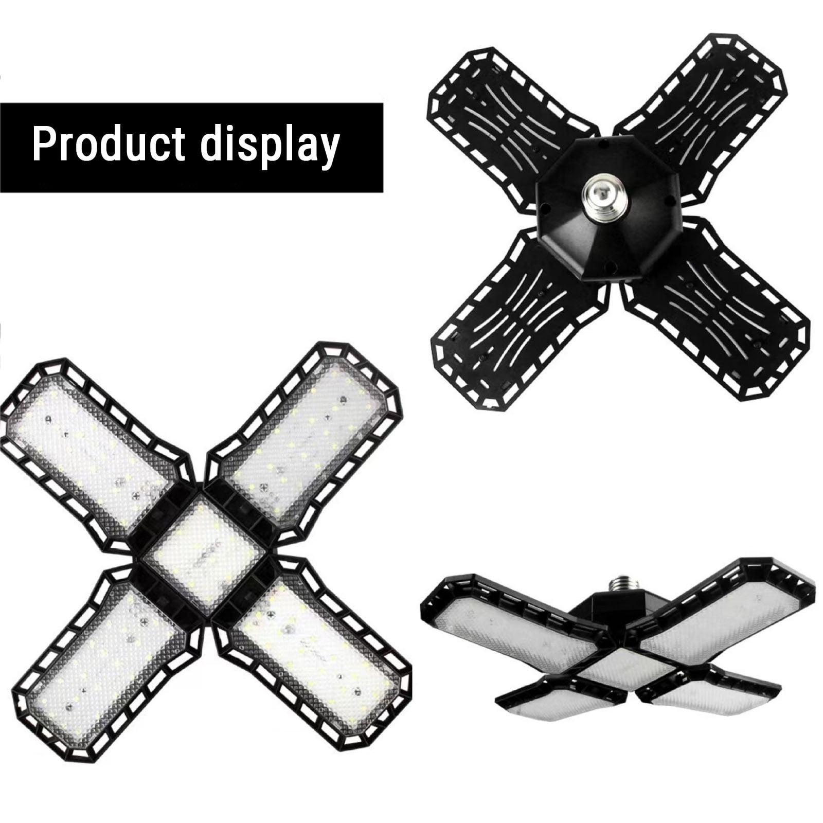 JilgTeok 1 Packs LED Garage Lights Deformable LED Garage Ceiling Lights with Adjustables Panels Lights for Garage Workshop Basement Support E27 Screw Socket