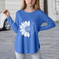 thumbnail image 2 of Child Girls T Shirts long Sleeve Curve Hem Tee Floral Cute Shirts Tops for Girls Fall Winter Clotehs Tops for 5T 6T 7T 8T 10T 11T 12T 13T 14T Kids Girls Tops, 2 of 4