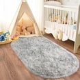 thumbnail image 7 of SARAG Fluffy Bedroom Rug, Small Oval Area Rugs, Gray tie-dye Shag Bedside Carpet for Kids Room Nursery Dorm Cute Fuzzy Indoor Decor for Boy and Girl, 2.6 x 5.3 Feet, 7 of 7
