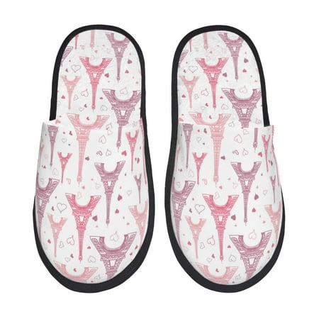 

Slippers for Women Men pink Eiffel Towers Warm Womens Mens House Shoes Bedroom Slippers Fuzzy Memory Foam Slippers Winter House Indoor Shoes Aesthetic Dorm Slippers