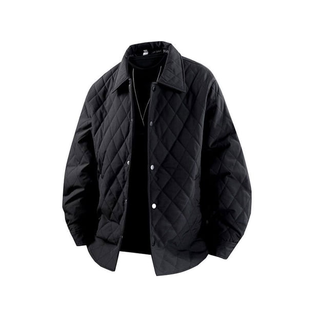 Ceisia Men's Oversize Diamond-Quilted Turn-Down Collar Jacket Multi-Solid for Fall-Winter Gift