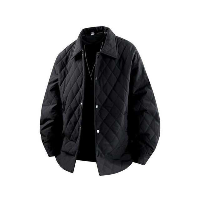 Ceisia Men's Oversize Diamond-Quilted Turn-Down Collar Jacket Multi-Solid for Fall-Winter Gift