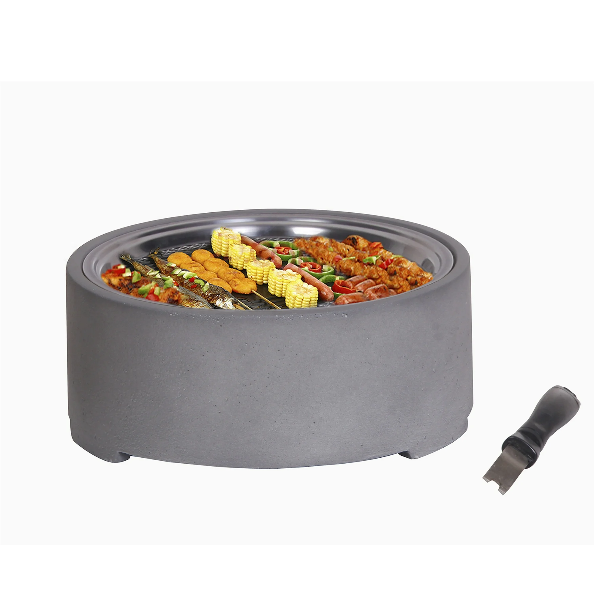 Afterglow 15 Inches Charcoal Grill Barbecue Smoker Stove Tabletop BBQ Outdoor Party for Patio Garden Backyard Decking Camping, Gray