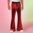 thumbnail image 2 of Wdgfv Mens Metallic Glitter Wide Leg Trousers Performance Shiny Disco Pants Red L, 2 of 7
