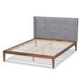 thumbnail image 4 of Bowery Hill Modern King Size Gray Upholstered and Ash Walnut Wood Platform Bed, 4 of 11