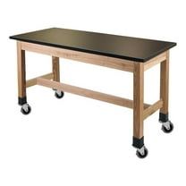 NPS 48" Modern Wood Science Lab Table with Chem-Res Top in Black