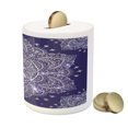 thumbnail image 3 of Ethnic Piggy Bank, Floral Ornament Round Mandala Paisley Inspired Retro Style, Ceramic Coin Bank Money Box for Cash Saving, 3.6" X 3.2", Lavender Blue Indigo, by Ambesonne, 3 of 4