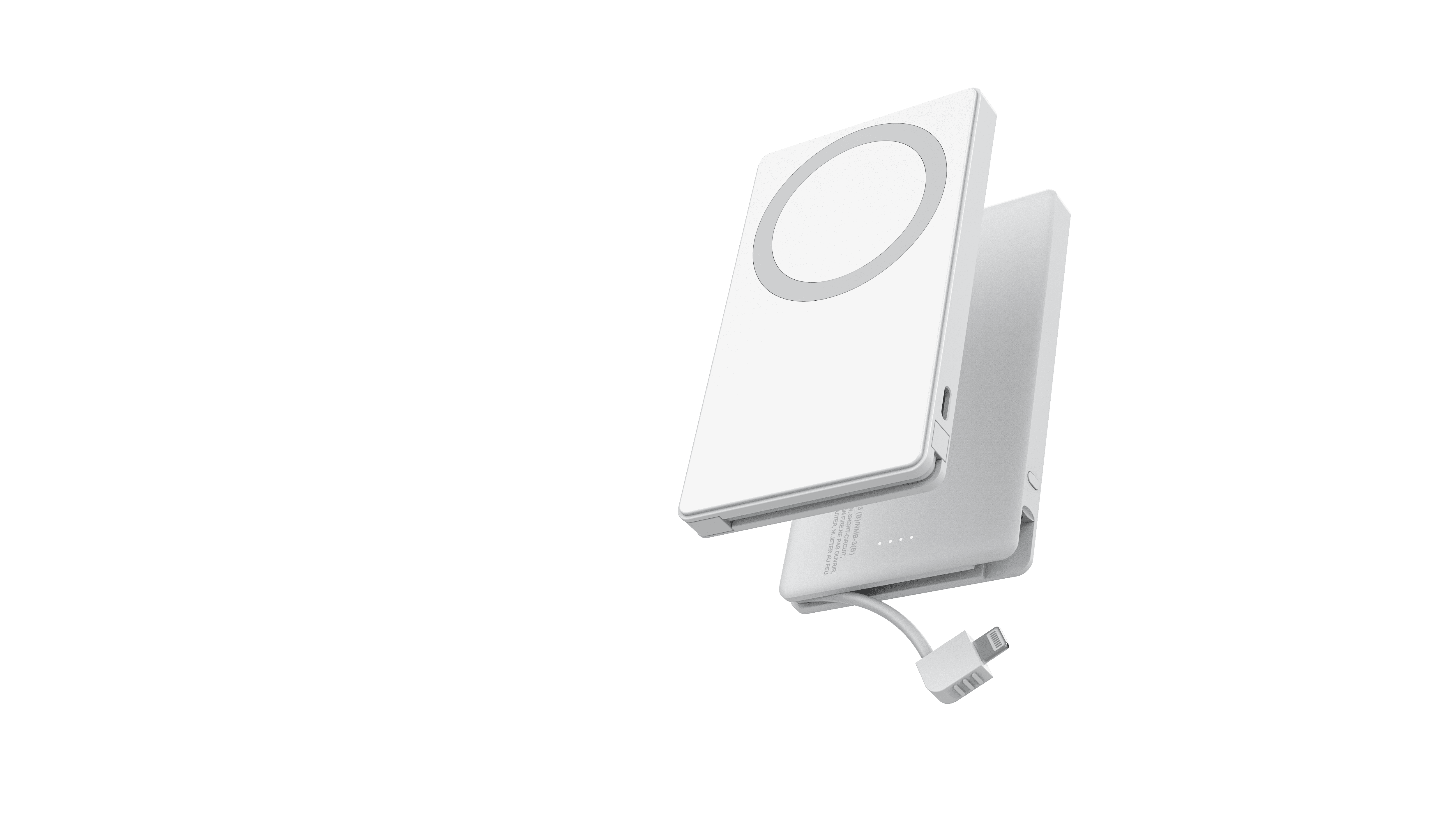 onn 5,000 mAh Portable Power Bank with Built in Lightning Cable, MFI Certified, Mag-Attach Ring, White - Compatible with iPhone 14/13/12/11/X/XR/XS/8/7/6/5, iPad, Airpods and more (Cable Charge only)