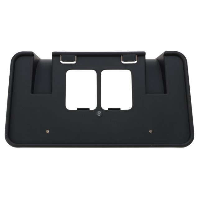 soporte de montaje de placa de matrícula delantera para ford super duty f-250 f-350 2005-2007 no.5c3z-17a385-aa Soporte delantero negro de plástico en vista cenital, silueta rectangular con dos recortes cuadrados centrales para la placa, clips metálicos superiores, dos orificios de tornillo visibles y borde elevado; también suele usarse como reemplazo directo del soporte original en el parachoques.
