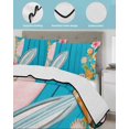 thumbnail image 4 of Quilts Twin-XL Size Bedding Set, Coastal Beach Lightweight Quilted Comforter, Summer Tropical Plants Ocean Blue Wood Grain Soft Bedspread Coverlet with Pillow Covers for All Season, 68" x 98", 4 of 7