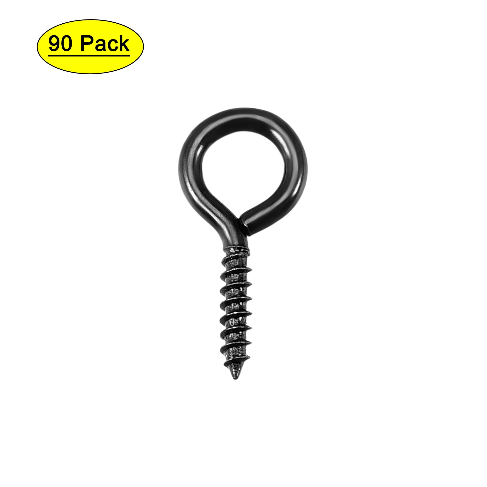 0.6" Screw Eye Hooks Self Tapping Screws Screw-in Hanger Ring Hooks Black 50pcs 