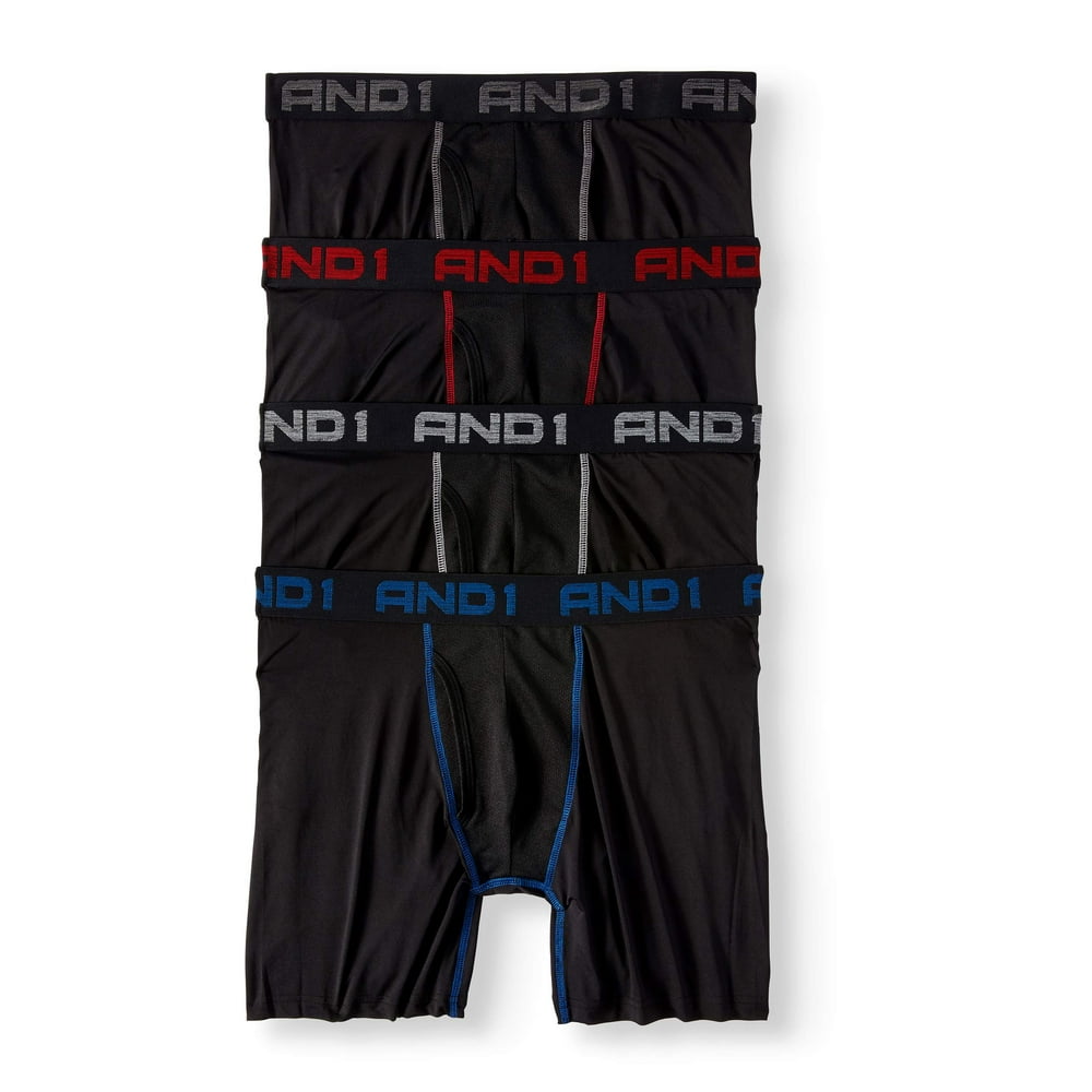 AND1 Men's Performance Boxer Briefs with Mesh Fly Pouch, 4Pack