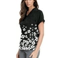 thumbnail image 2 of Black Scrubs Uniforms,Floral Print Medical Tops - Moisture-Wicking V-Neck Scrub Top with Cargo Pockets - Black - XXL, 2 of 4