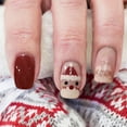 Lizheee White Red Christmas Atmosphere Nail Jelly Nails on Coffin False