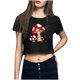 thumbnail image 1 of Camiseta estampada con cuello redondo y cuello redondo a la moda para mujer, camiseta informal de manga corta Pompotops hkajfhjk460194, 1 of 8