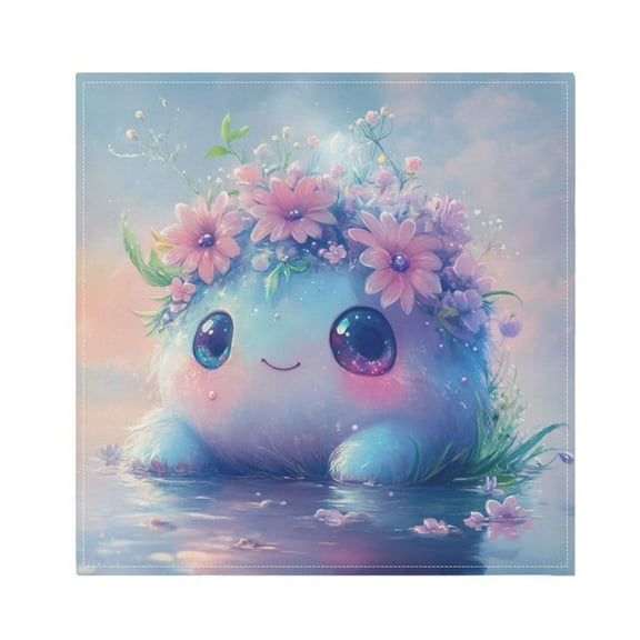 Napkin Satin Napkin 20*20Inchx1 Kitchen Towel Dinner Plate Towel Decorative Towel Napkin Tea Towel Suitable For Kitchen Table Little Blue Monster