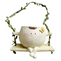 WMGHA Swing Planter Pot Hanging Resin Flower Head Planters for Indoor Outdoor Plants,Succulent Pots for String of Pearls Plant,Garden Decor for Balcony Porch Valentine's Day Gift Idea,Holiday Décor